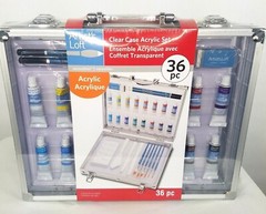 Artist’s Loft Clear Case 36 Piece Acrylic Set 16 Acrylic Paints Brushes Palette