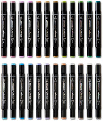 24-Piece Double-Ended Metallic Art Marker Set – Flexible Brush & Fine Tips – Wat