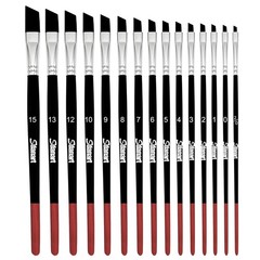 15 PCS Angular Paint Brushes Set Professional Nylon Hair Acrylic Watercolor