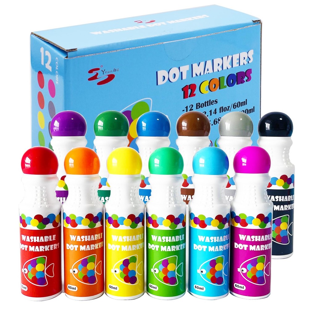 Dot Markers Bingo Daubers – 12 Washable Paint Dotters for Kids’ Art & Crafts