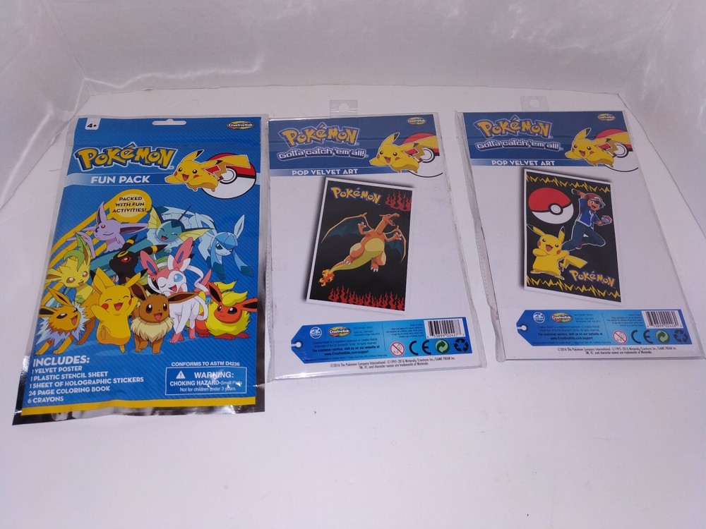 Pokemon Coloring Creative Kids Fun Pack Pop Velvet Art Crayons Markers Stickers