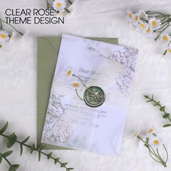 50 PCS Rose Gold Foil Rose Vellum Jackets 130GSM For 5×7 Inch Invitation