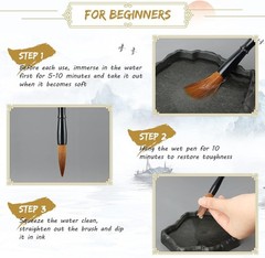 10pcs Chinese Calligraphy Brushes Set Painting Writing Brush Kanji Japanese Sumi