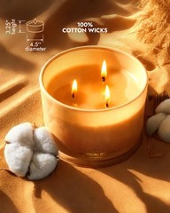 96NORTH Luxury Coconut Soy Candle | Large 3 Wick Jar 3 Jar, Light Brown