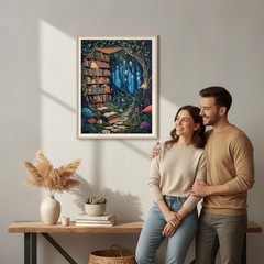 Diamond Art Painting Kits for Adults, 5D LARGE, Enchanted Forest Library