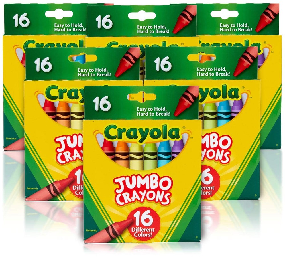 Crayola Jumbo Crayons Bulk, 6 Sets of 16 Large Crayons for Toddlers & Kids, Scho