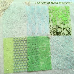 20 Unique A5 Textured Scrapbook Paper & Mesh Fabric Set, Handmade Craft Paper…