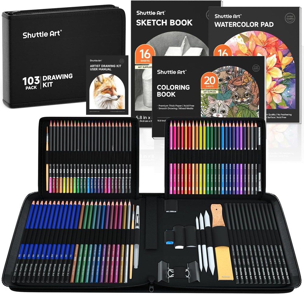 Shuttle Art 103 PCS Drawing Kit, 1 Count (Pack of 103), Multicolor