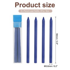 8Pcs 5.6mm 2B Carpenter Pencil Refill, Solid Dry Pencil Refill, Blue