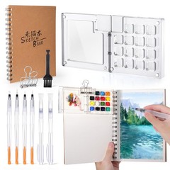 Vodolo Mini Water Color Paint Set,Portable Pocket 15 Count (Pack of 1), Mixed