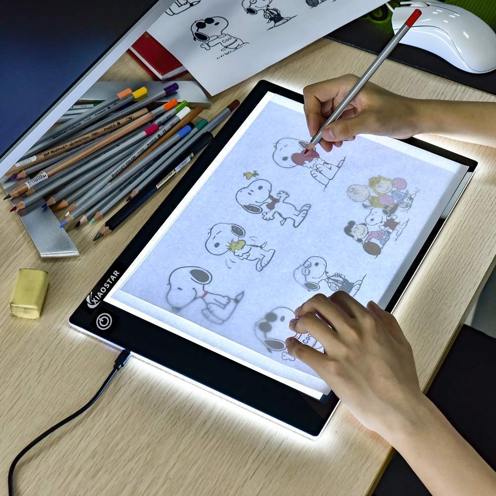 A4 LED Light Box Tracing Pad, 12000 Lux, USB Powered, Adjustable Brightness