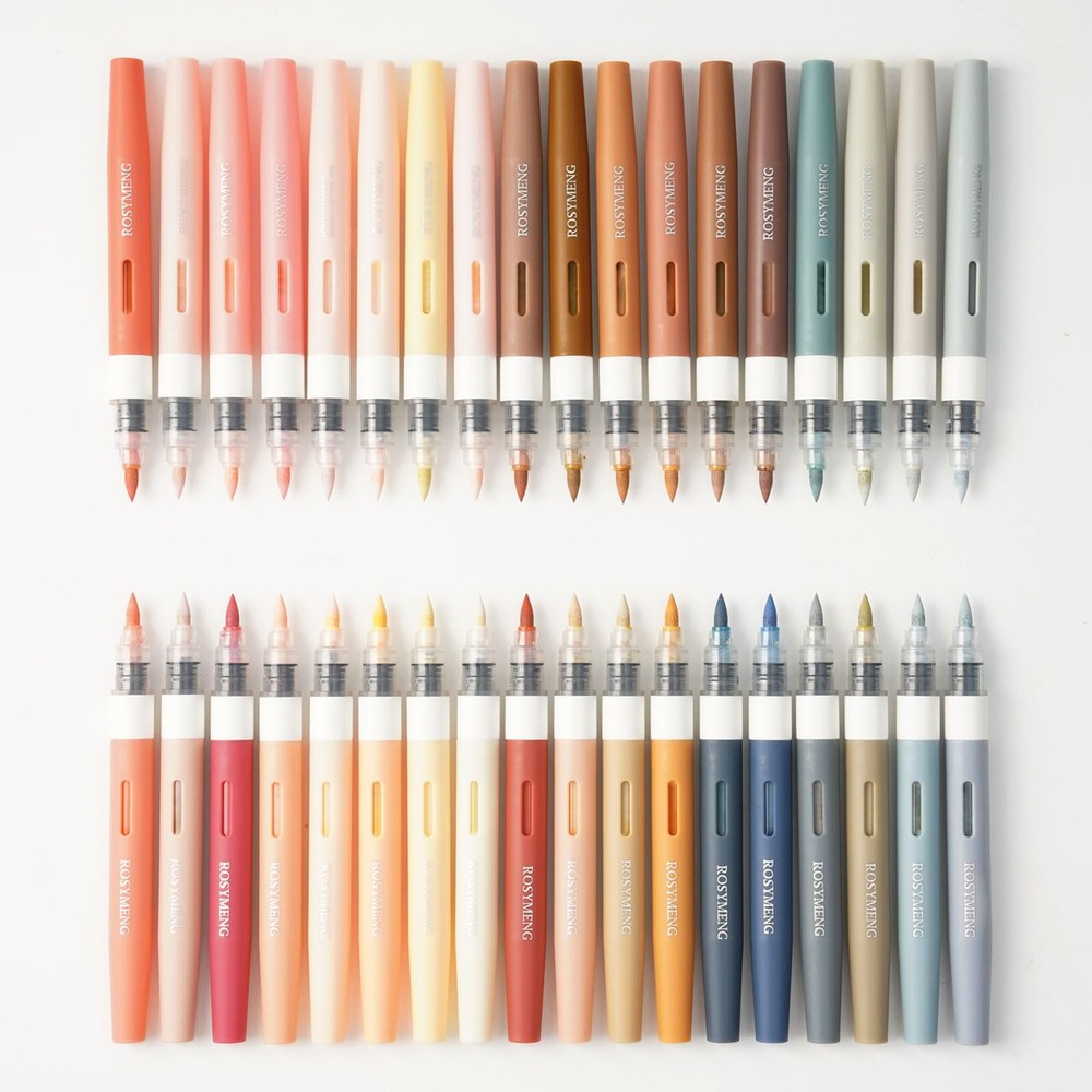 ROSYMENG Skin Tone Art Markers: 36 Colors Acrylic Paint Pen Set with Soft Bru…