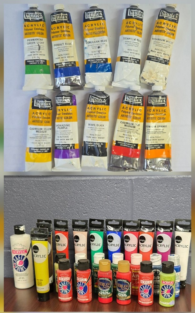 Assorted Acrylic Paints Partially Used Lot 35 Please Read Description