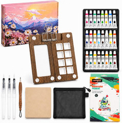 Mini Travel Watercolor Paint Set, All‑In‑One Portable Pocket Paint Kit with Waln