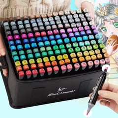 24-60 Colors Oily Art Marker Pen Set for Drawing Double Headed Sketching Tip Bas