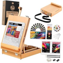 Beechwood Tabletop Easel Set for Painting, 60 Table easel box set with strap