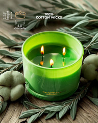 Luxury Eucalyptus & Sage Soy Candle | Large 3 Wick Jar Candle | Up to 50 Hours B