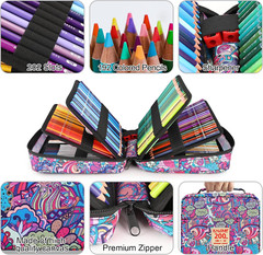 200-Piece Colored Pencils 180 Artists Colored Pencils, 12 Watercolor Pencils