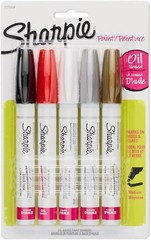 Sharpie Oil-Based Paint Markers, Medium Point, Assorted & Metallic Colors, 5 Cou