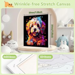 Dog Paint by Numbers Kit for Kids with Frame – Wooden Easel, Animals Paint by…