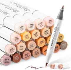 Ohuhu Honolulu B 24 Portrait Skin Tone Alcohol Markers – Brush & Fine Dual Tips