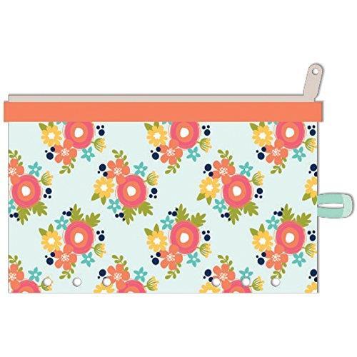 Hampton Art Orange Floral 2 Day Planner Zipper Pouch, 5″x8″