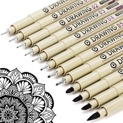 Muchcute Micro Fineliner Drawing Art Pens: 12 Black Fine Line Waterproof Ink …
