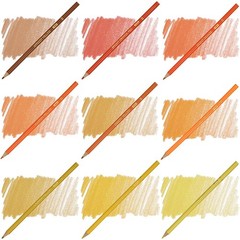 Oil Based Colored Pencils 24 Color Set Orange Yellow Tones for Adult Coloring