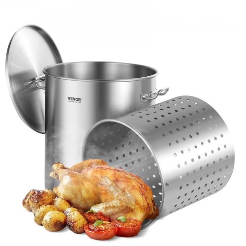 Stainless Steel Stockpot, 54L Large Cooking Pots, Cookware Sauce Pot with Ba…