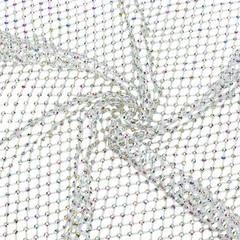 White Rhinestone Fabric 15.7×11.8inch Soft Stretch Elastic Mesh Sparkling Str…