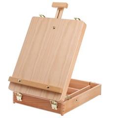 DEAYOU Wood Tabletop Easel Storage Box, Beechwood Portable Sketchbox for Pain…
