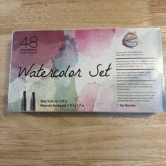 Watercolor Set, 48 Colors In White Palette