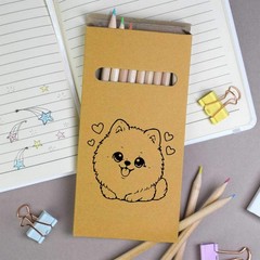 12 x ‘Loved Up Pomeranian Dog’ Long Colour Pencils (PE00097547)
