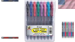 Elegant 8-Pack G2 Retractable Gel Pens – Bold, Smooth Writing in Varied Colors