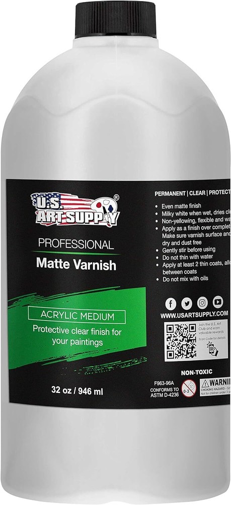 U.S. Art Supply Professional Matte Varnish, 32 oz (Quart) – Acrylic 32-ounces