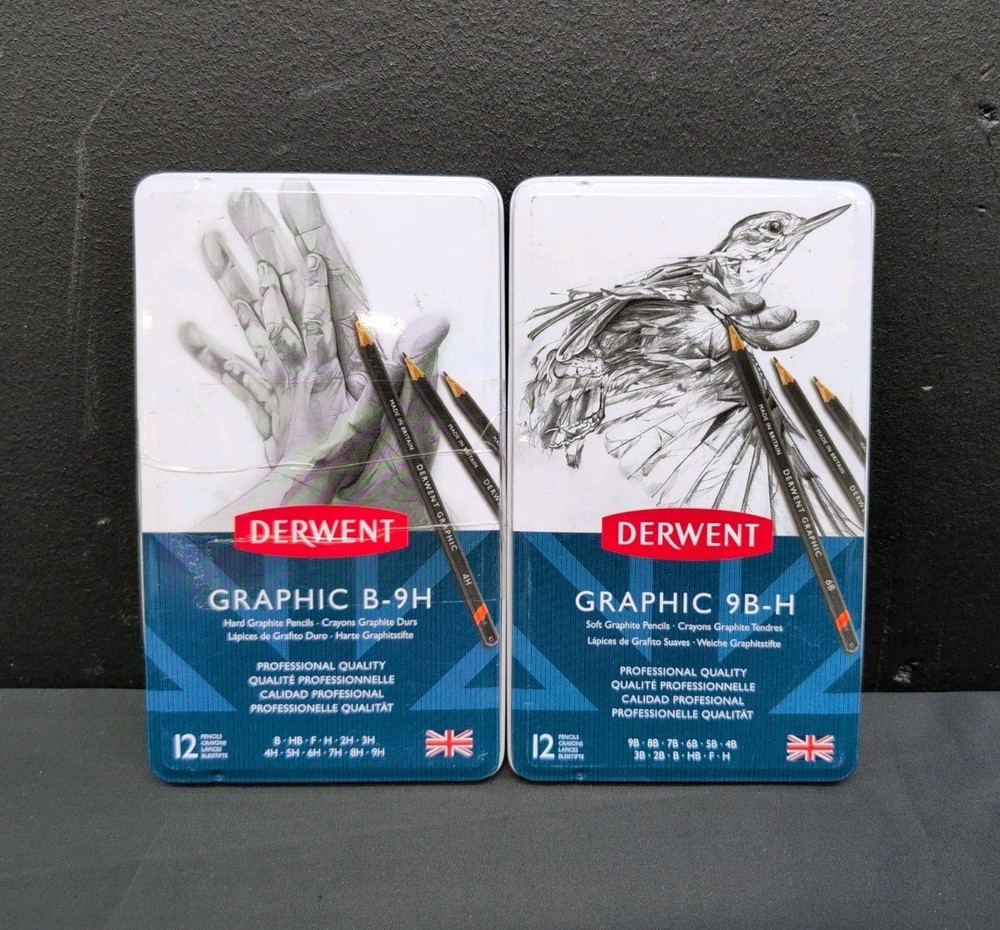 Derwent Graphic 9B-H & B-9H Soft And Hard Graphite Pencils Set 24 Ct Pack Of 2