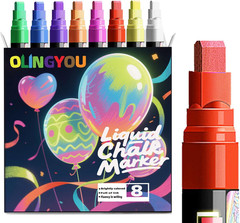 Window Chalk Markers for Cars Glass Washable, 8 Colors Liquid Chalk Marker Pens