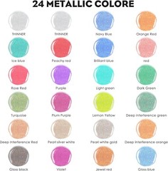 Metallic Acrylic Airbrush Paint Set-22 Colors +2 Thinners For Artists Beginners