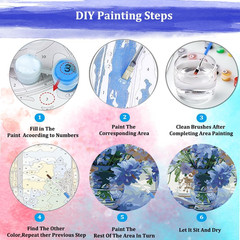 Blue Flowers in Window Paint by Numbers Kit for Adults, Landscape Adult Paint by