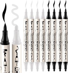 4 Black and 4 White Paint Pens Brush and Bold Dual-tip Acrylic Paint Marker S…