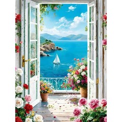 Landscape Paint by Numbers for Adults Beginner,Scenery DIY Paint by Numbers K