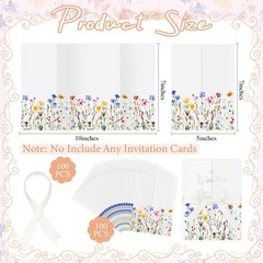 100 PCS Pre Folded Vellum Jackets 5×7 Inch Invitations Ribbon Wildflowers