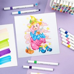 Ohuhu Markers, 48-color Double Tipped Alcohol Markers Brush& Chisel for Beginner