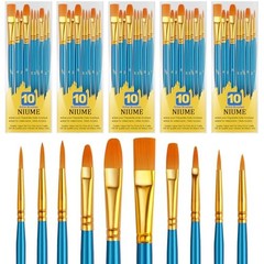 Acrylic Paint Brushes Set, 50Pcs Round Pointed Tip Artist 5 Pack Blue