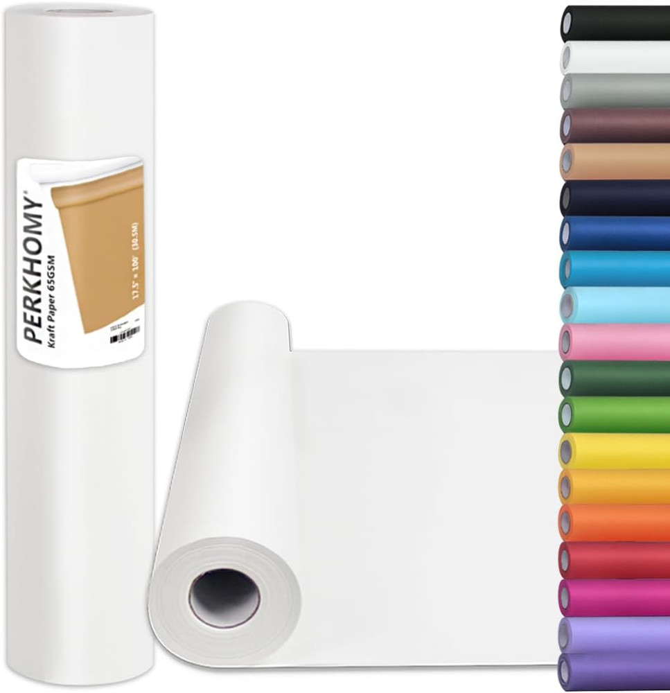 White Kraft Paper Roll 17 5 x 100 for Kids Crafts Gift Wrap and Packing