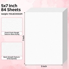84 Sheets Watercolor Paper 5×7, 110lb/230gsm Cold Press Watercolor Paper Bulk…