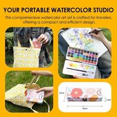50 Color Watercolor Paint Set with Brush Travel Art Painting Kit