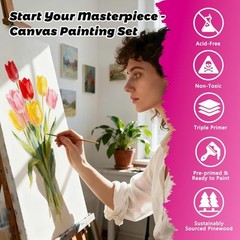 18 Pack Canvases for Painting with 8×10, 6pcs-8×10″, 6pcs-11×14″, 6pcs-14×18″