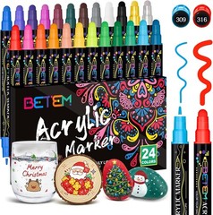 Multi-Surface Acrylic Paint Markers 24 Assorted Colors for DIY Crafts