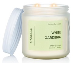 M&SENSE White Gardenia Scented Candle, 11.6oz Natural Classic,